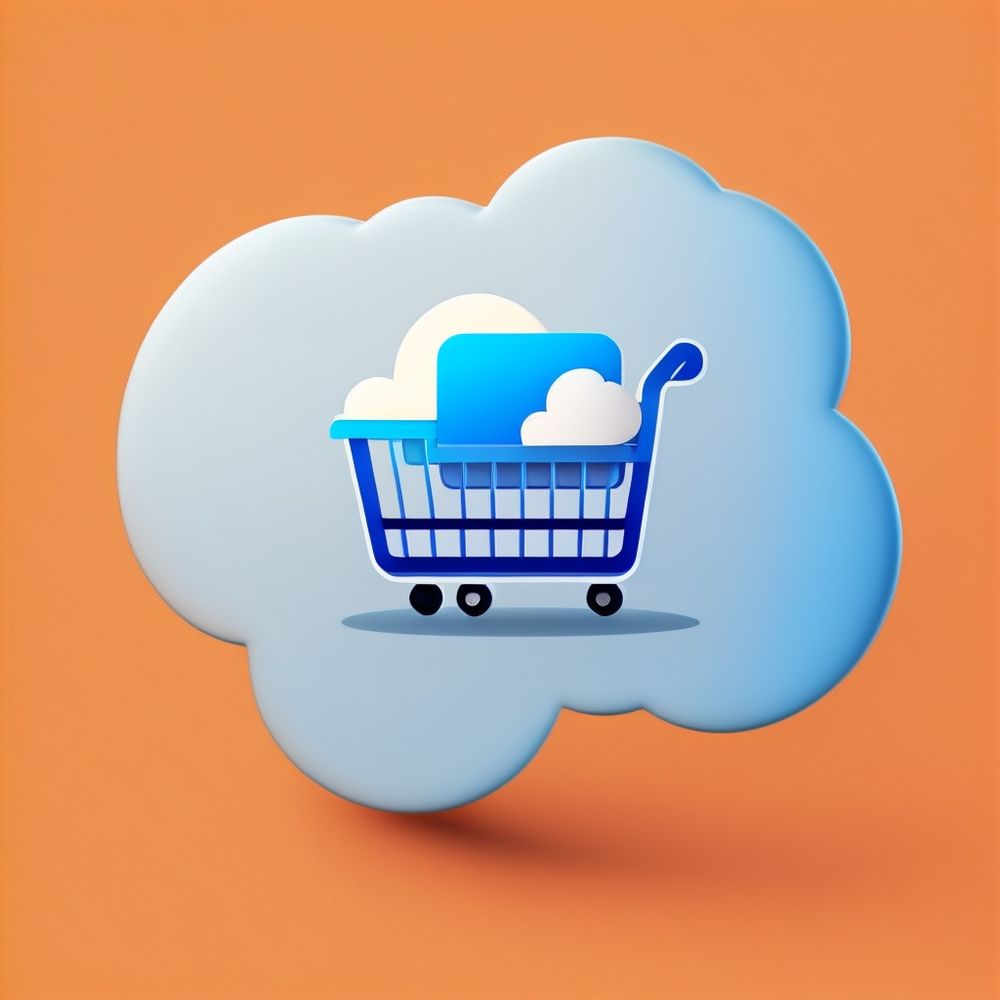 logo showing shopping cart with cloud as background